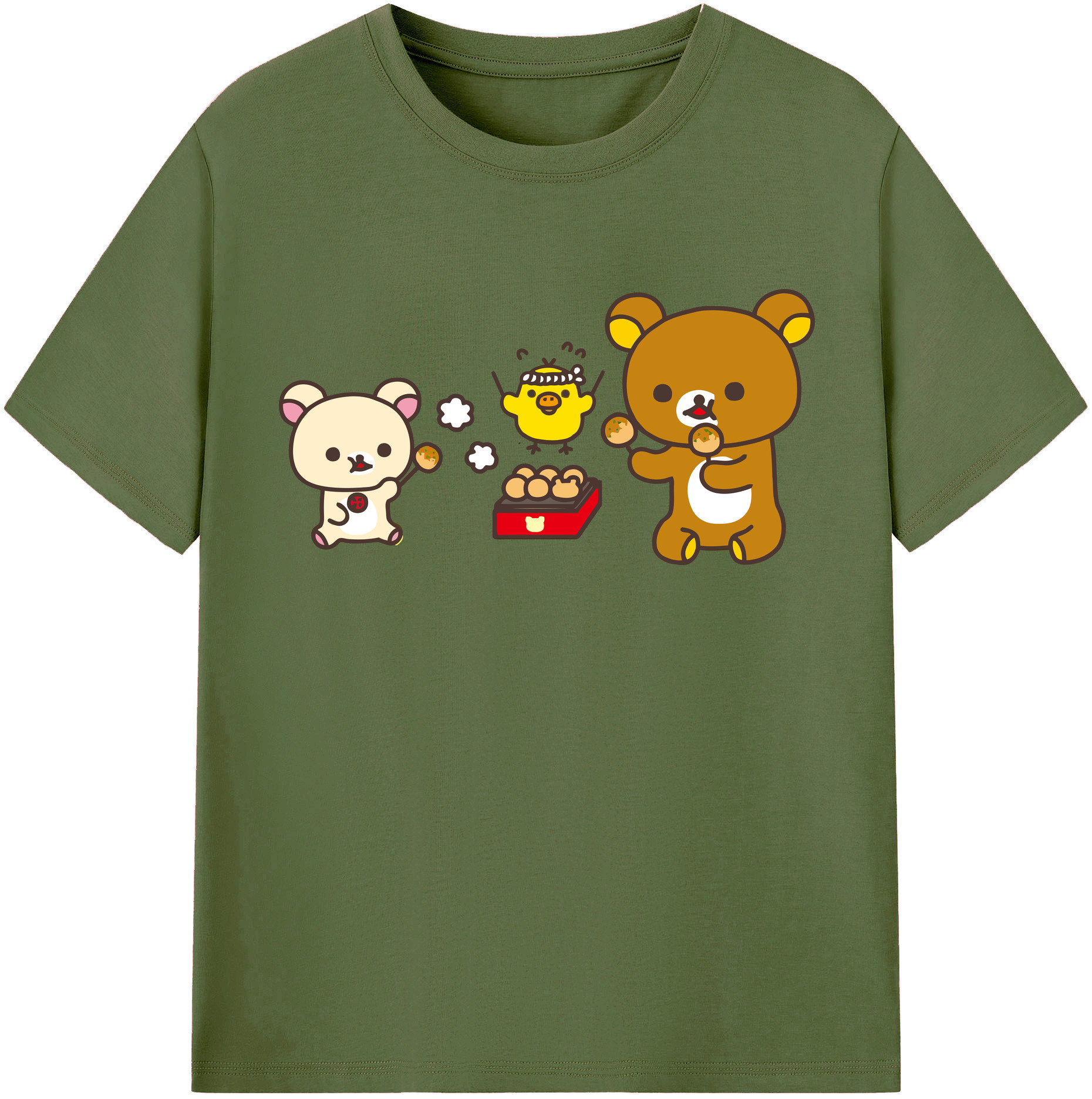 （画像用） リラックマ リラックマ キイロイトリ Rilakkuma Korilakkuma Kiiroitori 綿100％半袖Tシャツ（フロントプリント）